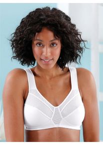 sheego Große Größen Sport-BH ohne Bügel mit transparenten Netz-Einsätzen, weiß, Größe 80C - Damen