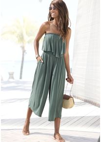 Vivance Damen Bandeauoverall, grün, modisch, Gr. 36, unifarben, Cru00eape, Obermaterial: 100% Viskose, Overalls, aus gekreppter Viskose, eleganter