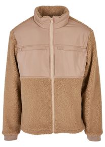 Urban Classics Herren Winterjacke "Urban Classics Herren Patched Sherpa Jacket", beige, klassisch, Gr. L, unifarben, 100% Polyester, Jacken
