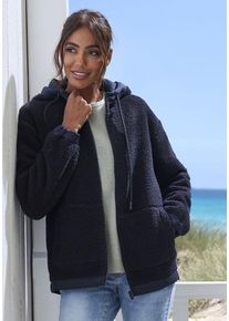 ELBSAND Fleecejacke schwarz Gr. 36 für Damen. Mit Schriftzug, Stickereien. Gerade. Nachhaltig.
