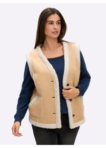 sheego Große Größen Weste in Lammfell-Optik, camel, Größe 40 - Damen