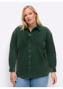 sheego Gro&szlig;e Gr&ouml;&szlig;en Hemdbluse aus Cord, mit Taschen, moos, Gr&ouml;&szlig;e 40 - Damen