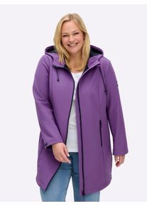 sheego Große Größen Softshelljacke mit Kapuze und Tunnelzug, lila, Größe 52 - Damen