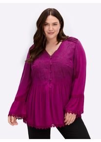 sheego by Joe Browns sheego Große Größen Tunika mit Stickereien und Spitze, magenta, Größe 50 - Damen