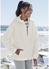 ELBSAND Fleecejacke beige Gr. 36 für Damen. Mit Schriftzug, Stickereien. Gerade. Nachhaltig.