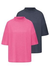 Lascana Kurzarmshirt 'mit Stehkragen' mehrfarbig Gr. 32/34 für Damen. Lässig Geschnitten