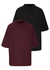 Lascana Kurzarmshirt 'mit Stehkragen' mehrfarbig Gr. 32/34 für Damen. Lässig Geschnitten. Nachhaltig.