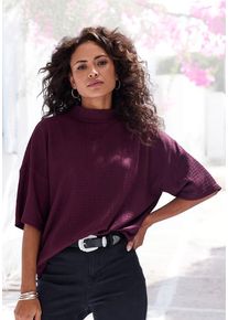 Lascana Kurzarmshirt 'mit Stehkragen' violett Gr. 32/34 für Damen. Lässig Geschnitten. Nachhaltig.