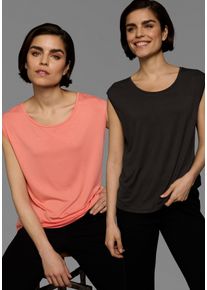 Laura Scott Damen Trägertopschwarz, coral, Basic, Gr. 36, unifarben, Jersey, Obermaterial: 95% Viskose, 5% Elasthan, Tops, mit abgerundetem