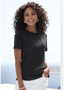 Vivance Kurzarmshirt 'mit modischem Ajour-Muster' schwarz Gr. 32/34 für Damen. Mit Rundhals. Figurumspielend