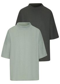 Lascana Kurzarmshirt 'mit Stehkragen' mehrfarbig Gr. 32/34 für Damen. Lässig Geschnitten. Nachhaltig.