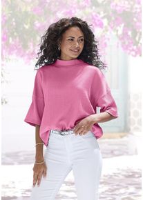 Lascana Kurzarmshirt 'mit Stehkragen' pink Gr. 32/34 für Damen. Lässig Geschnitten