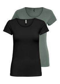 Only Damen Rundhalsshirt "ONLLIVELOVE LIFE S/S O-NECK TOP"schwarz pack:laurel wreath, modisch, Gr. XXXL, unifarben, Jersey, Obermaterial: 95%