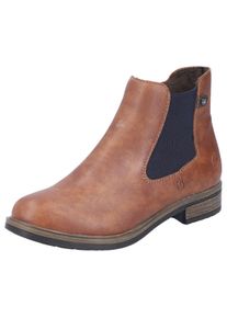 Rieker Damen Chelseaboots, Gr. 36, braun, Lederimitat, unifarben, klassisch, Schuhe, Schlupfboots, Stiefelette, Blockabsatz, mit wärmendem