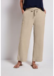 Street One Damen Culottecoastal beige, casual, Gr. 42, unifarben, Web, 100% Baumwolle, Hosen, High Waist