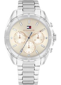 Tommy Hilfiger Damen Multifunktionsuhr "MELLIE"silberfarben, grau, Armbanduhren, Quarzuhr, Armbanduhr, Damenuhr, Edelstahlarmband, analog, Glassteine