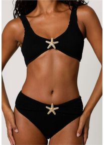 MODA MINX Damen Bikini-Hose "Starfish Scrunch High Waist Bikini Bottom", schwarz, Gr. S, unifarben, 97% Polyamid, 3% Elasthan, Badehosen, mit tollem