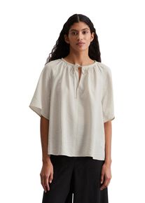 Marc O'Polo MARC O'POLO Damen Kurzarmbluse "mit Crinkle-Struktur"silky stone, elegant, Gr. 42, unifarben, Obermaterial: 79% Viskose, 21% Polyamid, Blusen