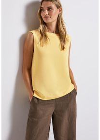 Street One Damen Shirttopbuttercream gelb, casual, Gr. 38, unifarben, Web, Obermaterial: 95% Viskose, 5% Elasthan, Tops, mit Mesh-Details
