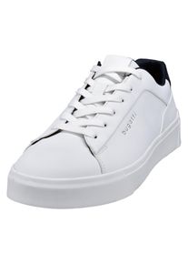 Bugatti Herren Sneaker, Gr. 46, weiß, Lederimitat, sportlich, Schuhe, Freizeitschuh, Halbschuh, Schnürer mit seitlicher Logoprägung