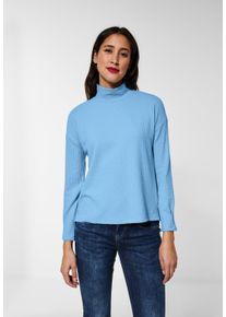 Street One Damen Langarmshirt, blau, casual, Gr. 46, unifarben, Stoff, 75% Polyester, 20% Viskose, 5% Elasthan, Shirts, in Unifarbe