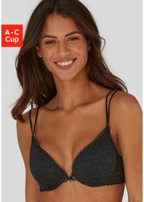 s.Oliver Damen Push-up-BH "Clarissse", Gr. 70, schwarz, Microtouch, Obermaterial: 94% Polyamid, 6% Elasthan, feminin, BHs, mit feiner Spitze und