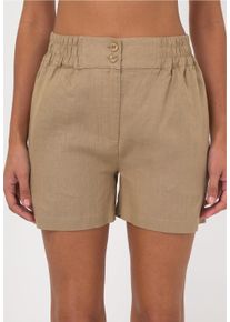 FRESHLIONS Damen Shorts "Amara", braun, casual, Gr. M, unifarben, 100% Leinen, Hosen, im klassischen Design