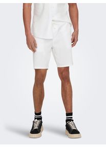 Only & Sons ONLY & SONS Herren Shorts "ONSLINUS 0007 COT LIN SHORTS NOOS", weiß, modisch, Gr. L, unifarben, Web, Obermaterial: 75% Baumwolle, 25% Leinen, Hosen