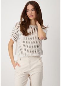monari Damen Strickpullover, beige, modisch, Gr. 46, unifarben, clean, Strick, Obermaterial: 72% Baumwolle, 22% Viskose, 6% metallisierte Fasern,