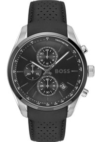 BOSS Herren Chronograph "GRAND PRIX 44"schwarz, Armbanduhren, Quarzuhr, Armbanduhr, Herrenuhr, Lederarmband, analog, Tag