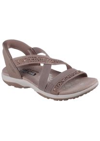 Skechers Damen Sandale "REGGAE SLIM-SUMMER SPARKLE", Gr. 35, braun, Lederimitat, Glitzer, casual, Schuhe, Sandalette, Schlupfschuh mit Slip-ins