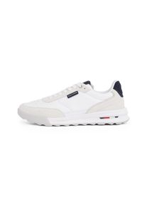 Tommy Hilfiger Herren Sneaker "RETRO RUNNER MIX RWB", Gr. 44, weiß, Leder, Textil, Lederimitat, sportlich, Schuhe, Freizeitschuh, Halbschuh,