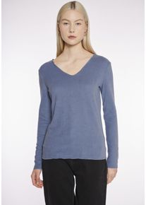 Haily's HAILY’S Damen Langarmshirt "LS V TP Zi44na", blau, feminin, Gr. S, unifarben, Jersey, Obermaterial: 79% Viskose, 16% Polyester, 5% Elasthan, Shirts
