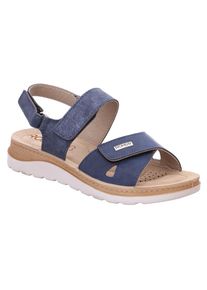 Rohde Damen Riemchensandale "BAVIERA", Gr. 40, blau, Lederimitat, klassisch, Schuhe, Sommerschuh, Klettschuh, Keilabsatz, Sandale mit Softfußbett