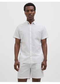 Jack & Jones JACK & JONES Herren Kurzarmhemd "JJESUMMER SHIRT SS SN", weiß, modisch, Gr. M, unifarben, Web, Obermaterial: 83% Baumwolle, 17% Leinen, Hemden
