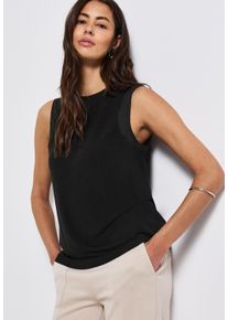 Street One Damen Trägertop, schwarz, casual, Gr. 44, unifarben, Jersey, Obermaterial: 95% Viskose, 5% Elasthan, Tops, mit Chiffondetails
