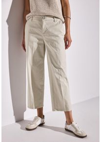 Street One Damen Chinohosemoonstone sand, casual, Gr. 44, unifarben, Web, Obermaterial: 97% Baumwolle, 3% Elasthan, Hosen, mit elastischem Bund hinten