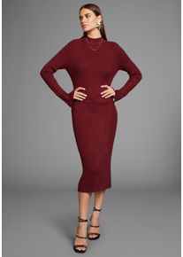 HECHTER PARIS Damen Strickkleid, rot, feminin, Gr. 46, Rippstrick, Obermaterial: 70% Viskose, 30% Polyamid, Kleider, mit Gehschlitz