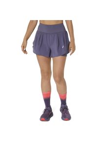asics Damen Laufshorts "ROAD 2-N-1 3.5IN SHORT"grauish lila, sportlich, Gr. XS, Obermaterial: 100% Polyester, Hosen