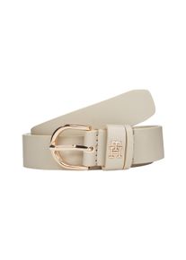 Tommy Hilfiger Damen Ledergürtel "ESSENTIAL EFFORTLESS 2.5", weiß, casual, Gr. 70, unifarben, Rindsleder, Gürtel, Logoemblem, weiche Haptik, ovale
