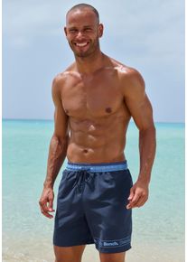 Bench. Herren Badeshorts, blau, Gr. M, unifarben, kontrastfarbene Details, Recycling-Polyester, Badehosen, mit Markenschriftzug