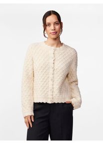 Y.A.S Damen Strickjacke "YASBUBBLE LS KNIT CARDIGAN S. NOOS", beige, modisch, Gr. XXL, unifarben, Strick, Obermaterial: 52% Polyester, 21% Polyacryl,