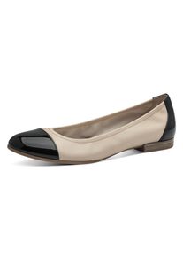 Tamaris Damen Ballerina, Gr. 38, beige, Leder, Lederimitat, klassisch, Schuhe, Blockabsatz, Businessschuh, Schlupfschuh mit Elastikeinfass