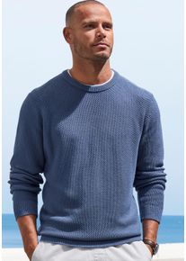 John Devin Herren Strickpullover, blau, casual, Gr. S, unifarben, Strick, Obermaterial: 50% Baumwolle, 50% Polyacryl, Pullover, Pullover in modischer