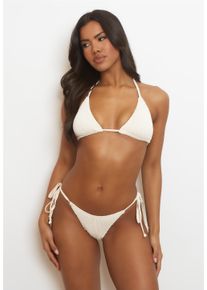 MODA MINX Damen Triangel-Bikini-Top "Scrunch", beige, feminin, Gr. XS, unifarben, 97% Polyamid, 3% Elasthan, Bikini-Oberteile, im knalligen Design
