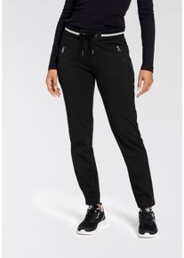 Kangaroos Damen Jerseyhose, schwarz, casual, Gr. 48, Waffelmuster, Strukturmuster, unifarben, unifarben mit Farbeinsatz, Piquu00e9, Obermaterial: 60%