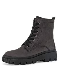 Gabor Damen Schnürboots, Gr. 37, grau, Nubukleder, unifarben, modisch, Schuhe, Plateau, Schnürstiefelette, Chunky Boots mit Innenreißverschluss