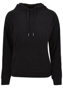 Urban Classics Damen Kapuzenpullover "Urban Classics Damen Ladies Velvet Rib Hoody", schwarz, casual, Gr. S, unifarben, 97% Polyester, 3% Elasthan,