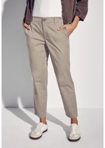 Street One Damen Chinohosebuff grau, casual, Gr. 40, unifarben, Web, Twill, Obermaterial: 97% Baumwolle, 3% Elasthan, Hosen