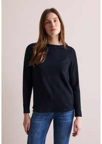Cecil Damen Langarmshirt, blau, casual, Gr. XXL, unifarben, Stoff, 70% Polyester, 27% Viskose, 3% Elasthan, Shirts, mit U-Boot-Ausschnitt